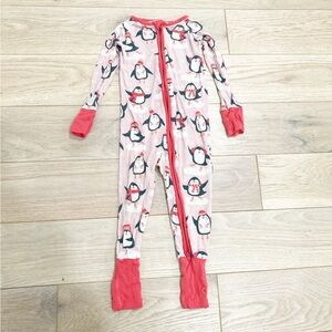 Little Sleepies Pink Penguin Zip One-Piece Footie Pajamas